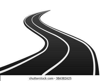 Asphalt road on a white background.