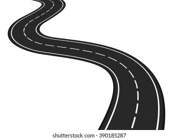Asphalt road on white background, vector eps10 illustration