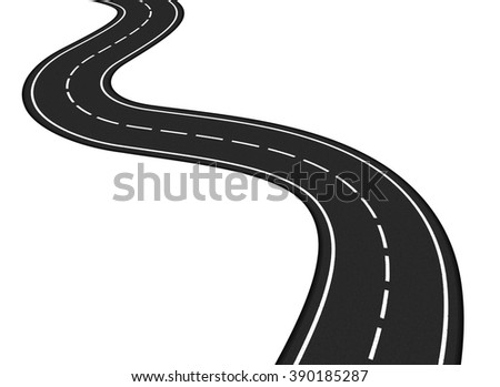 Asphalt road on white background, vector eps10 illustration