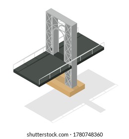 Asphalt road overpass. Bridge over river. Urban transportation element. Isometric style. Vector isolated illustration.
