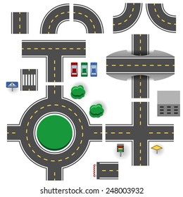 Asphalt road plan parts vector template.