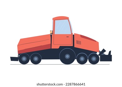 Asphalt Road Roller or Roller-compactor as Heavy Machine for Repair Work Vector Illustration