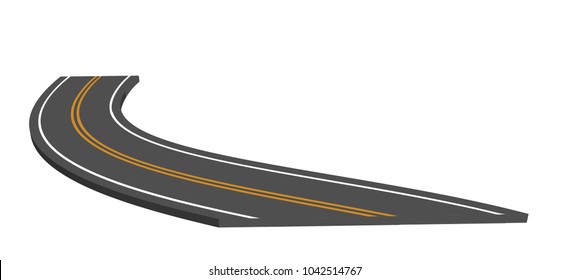 Asphalt road in scale, in perspective isolated on white background.Vector EPS 10