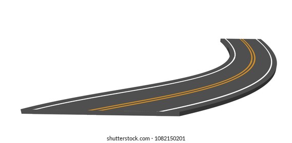 Asphalt road in scale, in perspective isolated on white background.Vector EPS 10