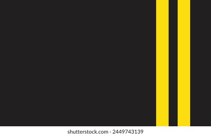 Asphalt road texture background of black tarmac surface, flat vector street. Asphalt road with yellow line of traffic lane, highway or roadway background for racing with tar or tarmac background.