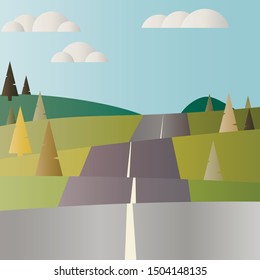 asphalt road through fields and steppes illustration vector