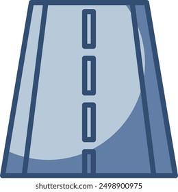 asphalt road vector icon transparent background. replaceable blue color design
