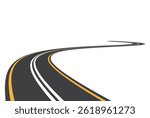 asphalt road with yellow dashed lines going to the distance