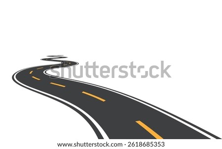 asphalt road with yellow dashed lines going to the distance