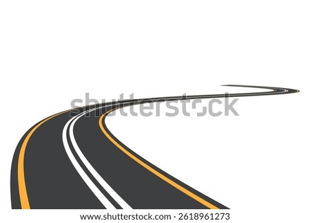 asphalt road with yellow dashed lines going to the distance