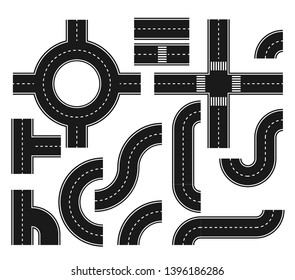 Asphalt roads design elements for city map