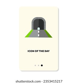 Ruta de asfalto hacia adelante hasta el icono del vector del túnel. Aviso de superficie de carretera para ilustración vectorial de conductores. Carretera, transporte y concepto de construcción para diseño web y aplicaciones