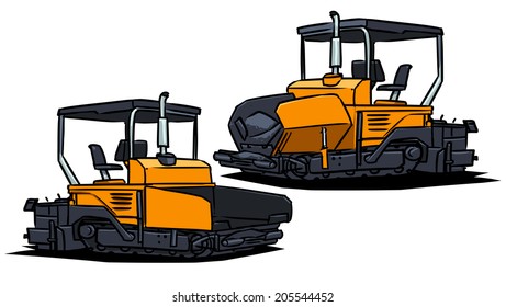 asphalt spreader. asphalt spreading machine isolated on white background.