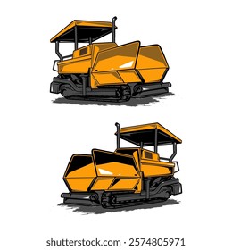 asphalt spreader vector design,asphalt paving,isolated machine,asphalt pavers,heavy equipment illustration,editable asphalt heavy vehicle vector design
