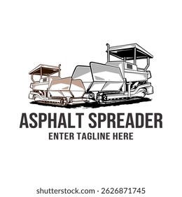 asphalt spreader vector design,asphalt paving,isolated machine,asphalt pavers,heavy equipment illustration,editable asphalt heavy vehicle vector design