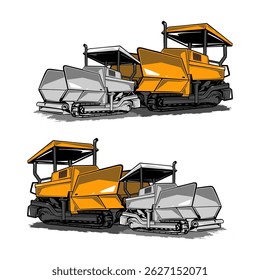 asphalt spreader vector design,asphalt paving,isolated machine,asphalt pavers,heavy equipment illustration,editable asphalt heavy vehicle vector design