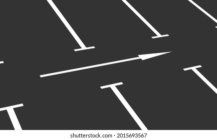 Asphalt surface of the empty parking with white road marking lines