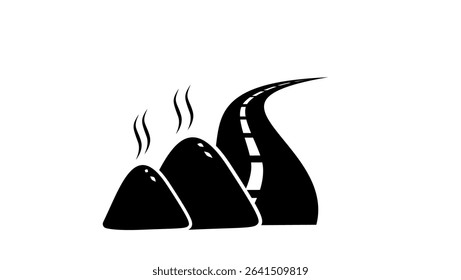 asphalt symbol, black isolated silhouette