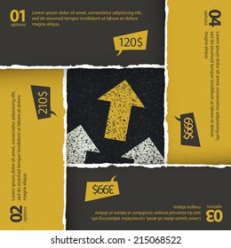 Asphalt texture under torn paper plates. Options composition, vector, EPS10