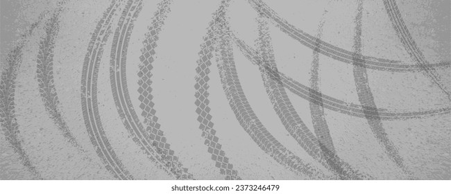 Asphalt with tire skid marks when turning. Grunge abstract vector background