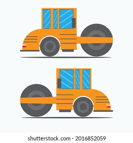 diseño isométrico del tractor asfalto de color naranja