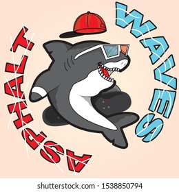 Asphalt waves shark having fun in the city with nice style