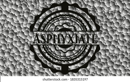 Emblema asfixiado oscuro con fondo de burbujas. Ilustración vectorial. Detallado. 