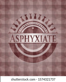 Asphyxiate red seamless emblem with geometric background.
