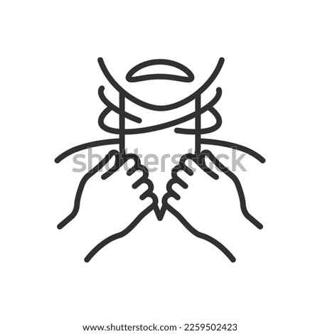 Asphyxiation, linear icon. Persona has opened her mouth and cannot breathe. Anaphylactic shock. Line with editable stroke