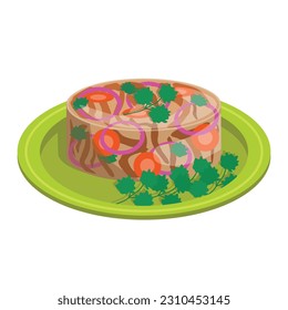 Aspic. Meat broth in the form of jelly with pieces of meat and vegetables.