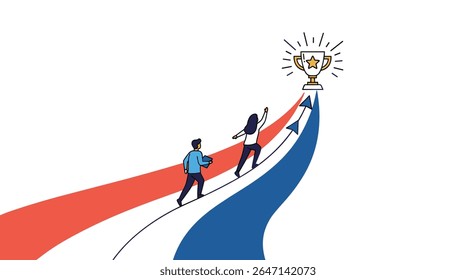 Aspiração para atingir metas e obter sucesso por meio de crescimento consistente e esforços dedicados