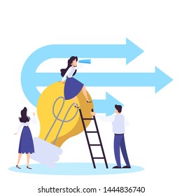 Aspiration and business goal web banner concept. Idea of success and progress in the career. Moving up to the personal growth, motivation metaphor. Isolated vector illustration in cartoon style