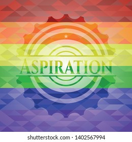 Aspiration emblem on mosaic background with the colors of the LGBT flag