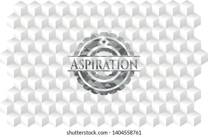 Aspiration grey emblem with geometric cube white background