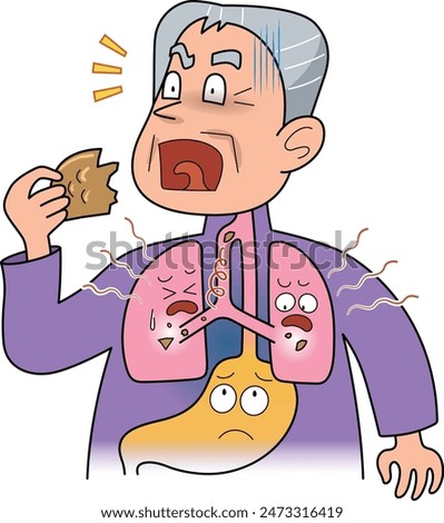 Aspiration - An illustration of the danger of a foreign object entering the lungs.