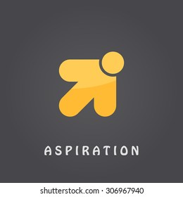 Aspiration logo template, arrow pointer, 2d vector on dark gradient background, eps 10