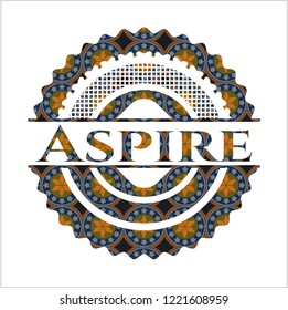 Aspire arabic badge background. Arabesque decoration.
