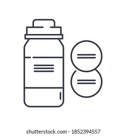 Aspirin icon, linear isolated illustration, thin line vector, web design sign, outline concept symbol with editable stroke on white background.