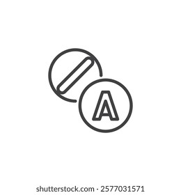 Aspirin pills line icon. linear style sign for mobile concept and web design. Round aspirin pill outline vector icon. Pain relief symbol, logo illustration. Vector graphics