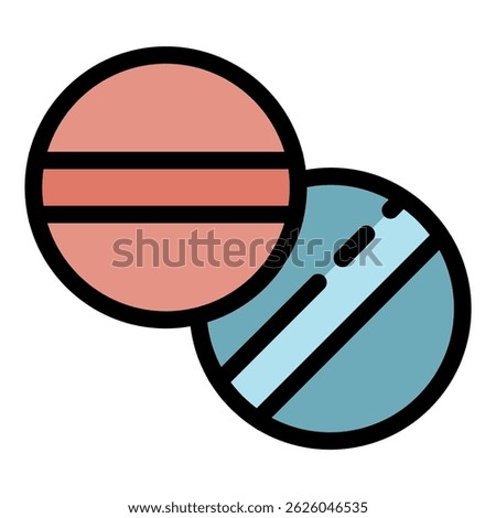 Aspirin tablets icon. Outline aspirin tablets vector icon color flat isolated