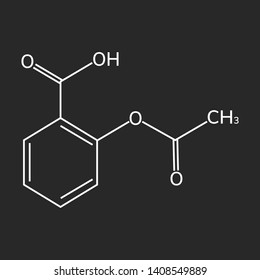 Aspirin vector icon on dark background, acetylsalicylic acid