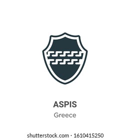 Aspis glyph icon vector on white background. Flat vector aspis icon symbol sign from modern greece collection for mobile concept and web apps design.