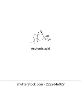 Aspterric acid flat skeletal molecular structure Antibiotic drug used in bacterial infection treatment. Vector illustration.