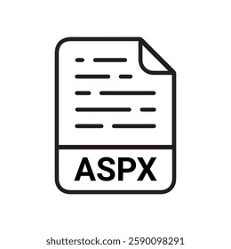 ASPX file icon set. ASPX file type symbol. File ASPX format icon in black filled and outlined style isolated on transparent background.