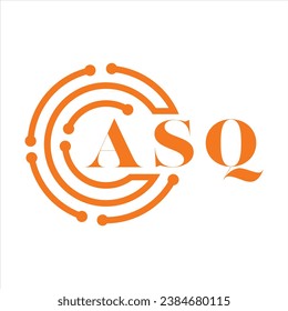 Diseño de letras ASQ. Diseño del logotipo de la tecnología de letras ASQ en fondo blanco. Diseño del logotipo ASQ Monogram para emprendedores y empresas.
