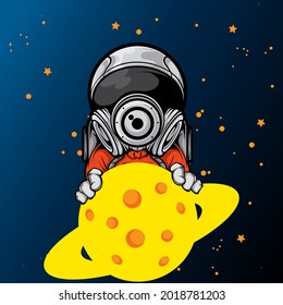 THE ASRONAUT AND BIG YELLOW PLANET