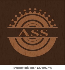 Ass badge with wood background