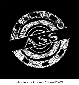 Ass chalk emblem written on a blackboard. Vector Illustration. Detailed.