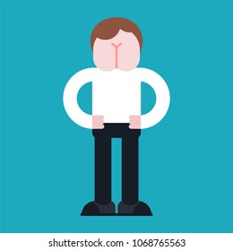 Ass for face. Asshole man. Vector illustration
