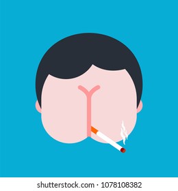 Ass for face. Asshole man. Vector illustration